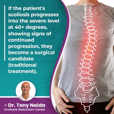 If the patients scoliosis progresses