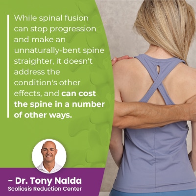 while spinal fusion can stop