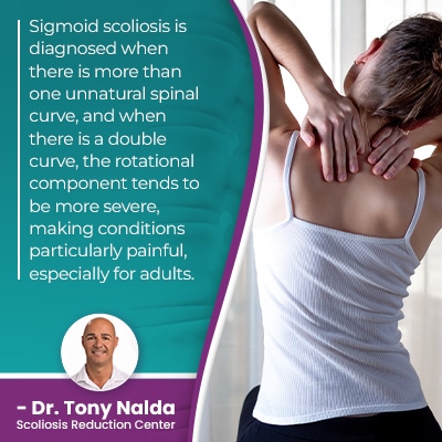 Sigmoid scoliosis is diagnosed when
