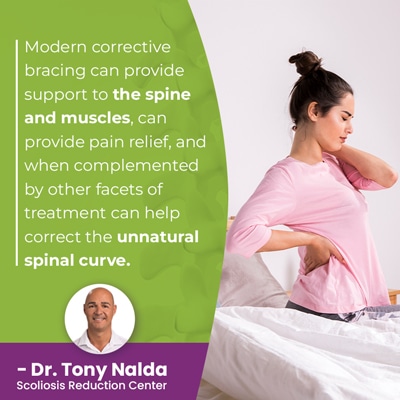 A visual representation of the quote from the text starting with “ Modern corrective bracing can provide"
