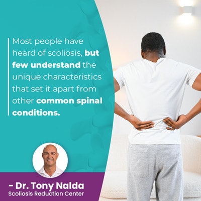 A visual representation of the quote from the text starting with “most people have heard of scoliosis"