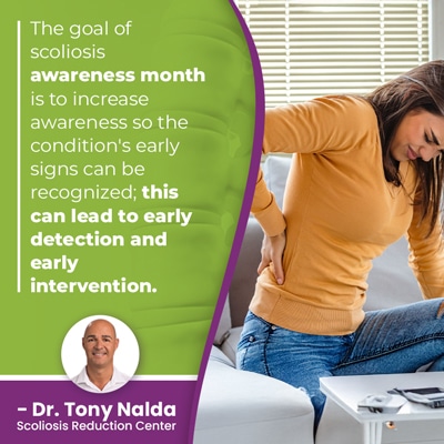 A visual representation of the quote from the text starting with “ the goal of scoliosis awareness"