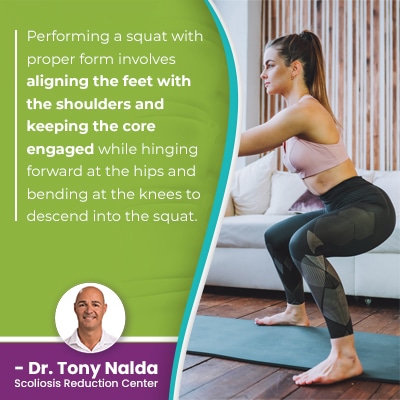 A visual representation of the quote from the text starting with “Performing a squat with proper"