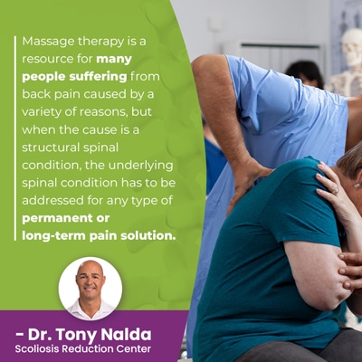 A visual representation of the quote from the text starting with “massage therapy is a resource"