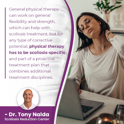 A visual representation of the quote from the text starting with “General physical therapy can work"